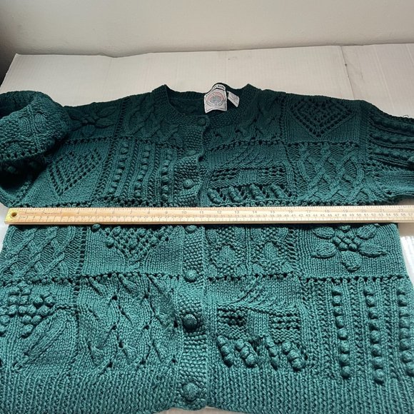 Cape Isle Knitters Vintage Evergreen Chunky Knit Popcorn Cardigan - Picture 7 of 10